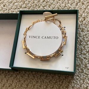 NEW Vince Camuto Chain Link Bracelet Pave 14kt Gold Plated Size 7.5” NIB